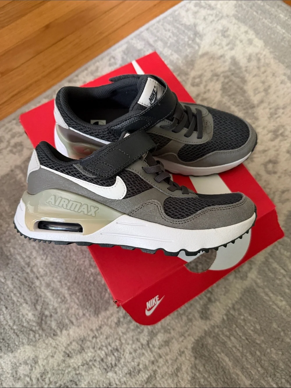 New Nike Kids Black and Gray Lightweight Sneakers